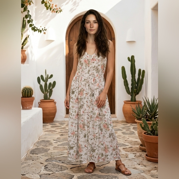 Frye Dresses & Skirts - Frye Women's Summer Maxi Dress Floral Pattern Fully Lined Button Front EUC